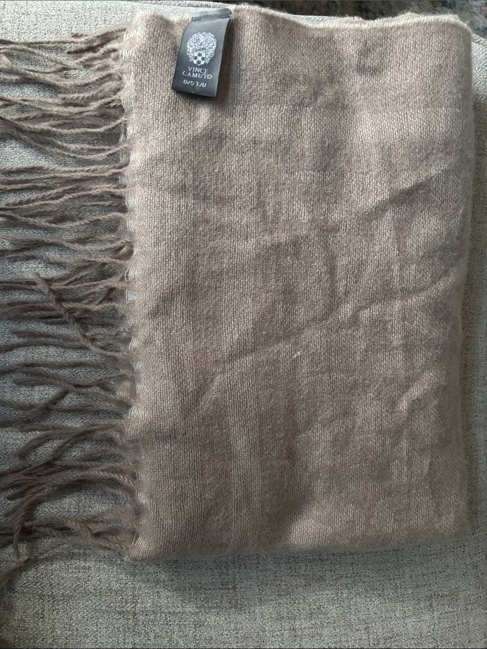 Vince Camuto Neutral Taupe Fringed Scarf